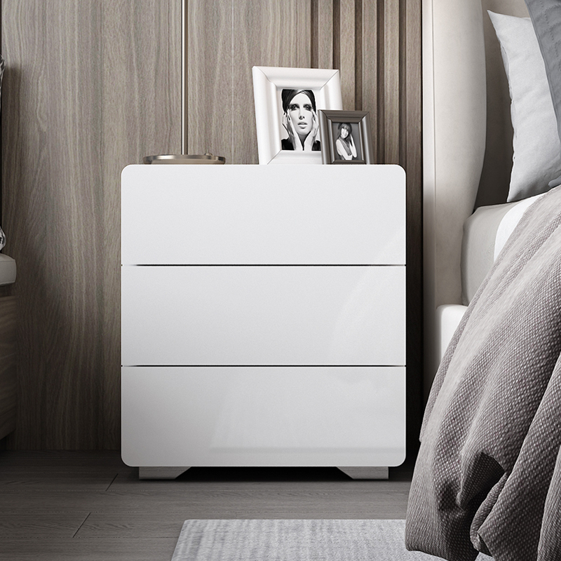 艺可恩床头柜简约现代白色烤漆卧室床边柜小柜简易收纳柜轻奢储物柜
