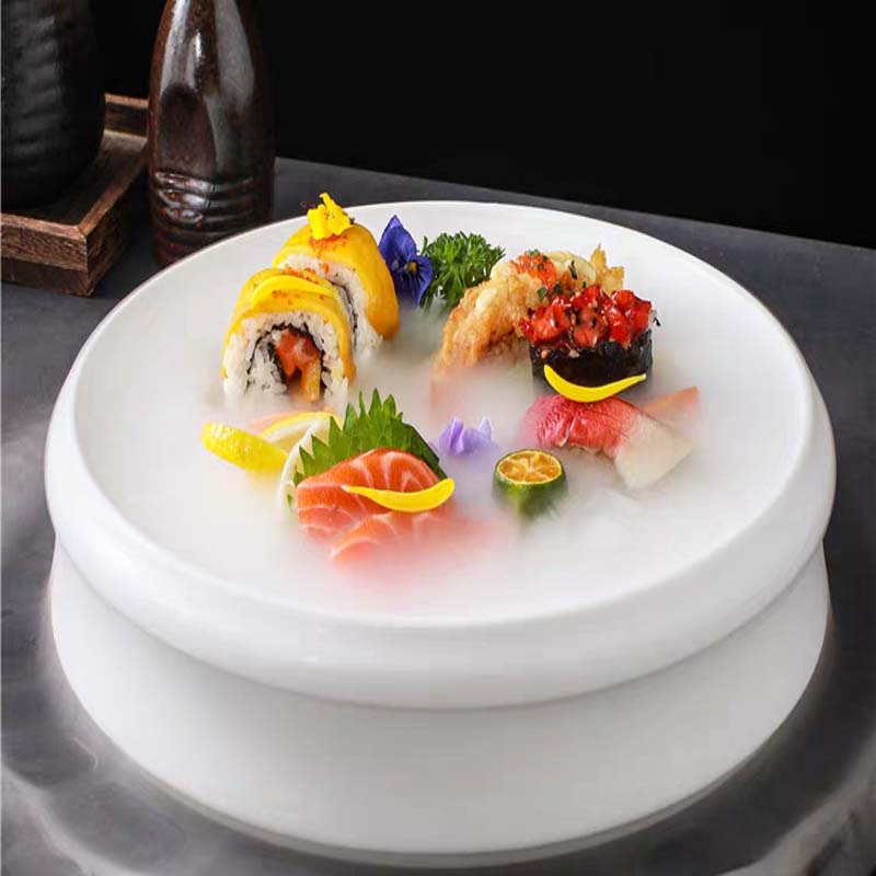 海鲜盘 12英寸圆形干冰炉-白瓷-
