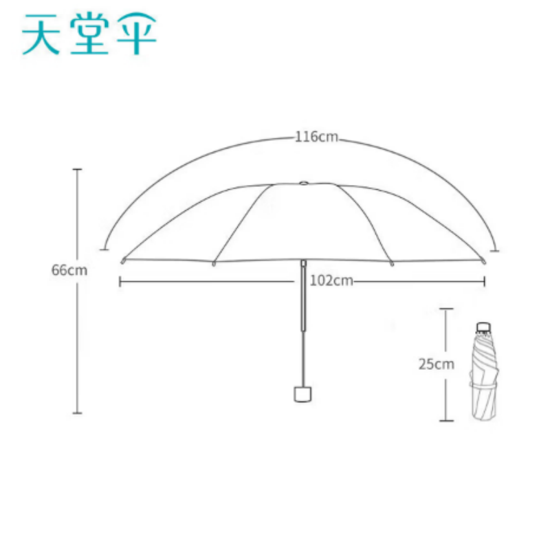天堂防紫外线晴雨伞三折YSHK伞下102CM黑胶防晒太阳伞遮阳伞57*8k云裳星黛紫高清大图
