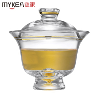 谜家 盖碗茶杯玻璃大号三才碗敬茶杯功夫茶碗 铂榭盖碗 铂榭盖碗单只