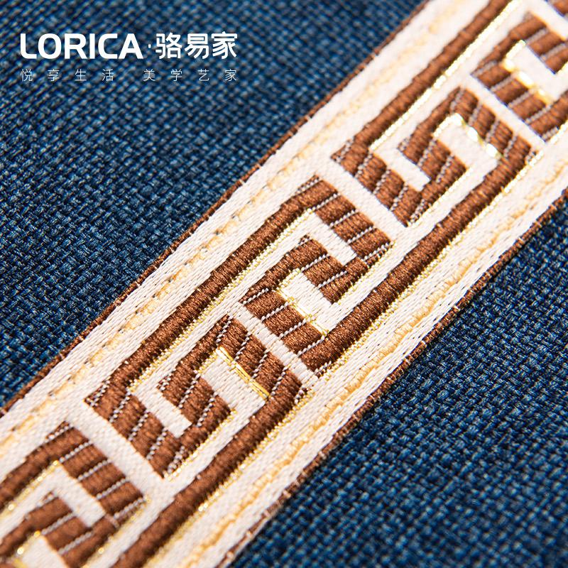 桌旗新中式禅意茶旗布现代简约餐桌茶几北欧美式床旗电视 福延年-蓝色(平角款) 33*360cm(适用桌长3米-3.2米)高清大图