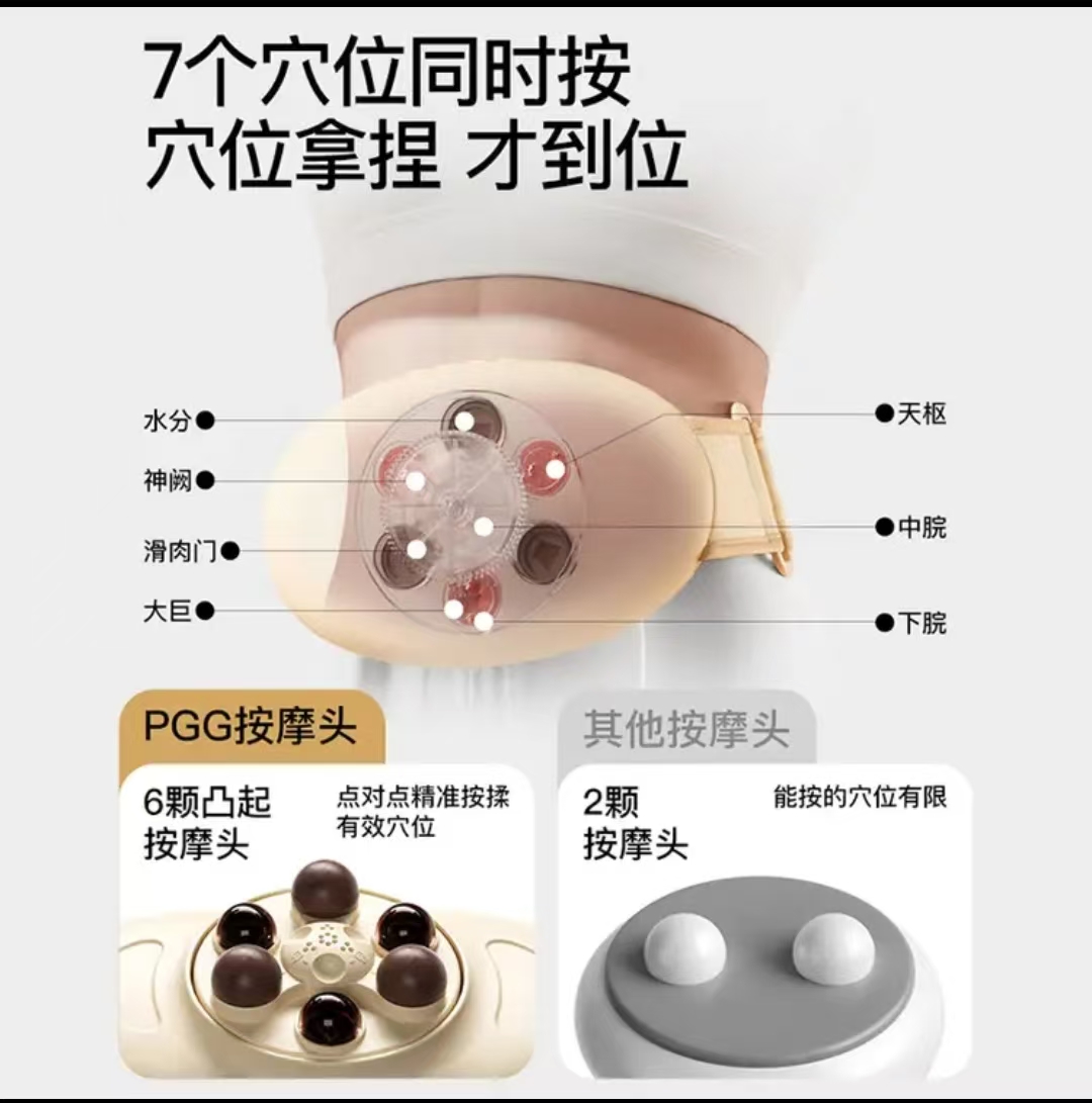 PGG揉腹仪腹部腰部按摩器艾灸热敷暖宫腰带 生日礼物 W2黄2500mA高清大图