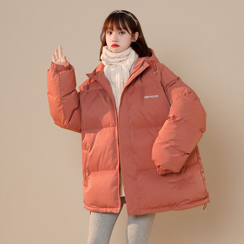 DEBRAND棉衣女冬季新款韩版情侣外套洋气百搭纯色连帽面包服棉衣