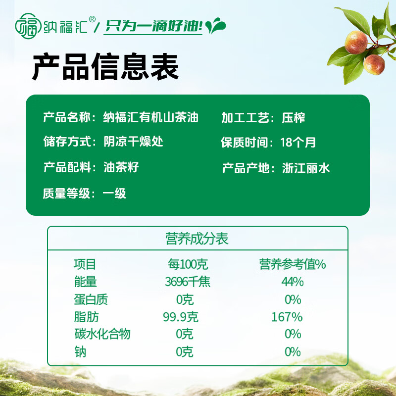 纳福吉祥有机山茶油单瓶礼盒高清大图