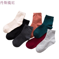 袜子女中筒袜黑色棉袜纯色韩国春夏季长袜薄款中腰纯棉韩版学院风