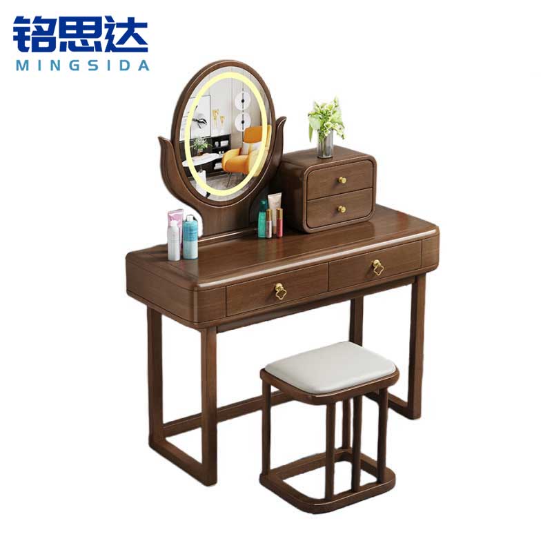 铭思达实木梳妆台100cm套高清大图