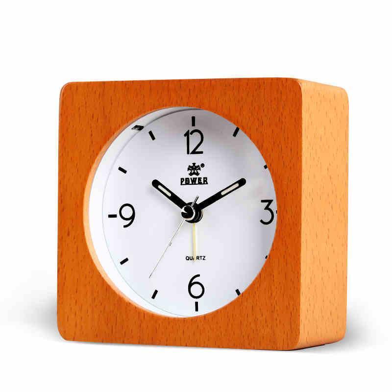 学生床头钟可爱木质闹钟迷你小座钟儿童创意电子木头台钟圆形b款