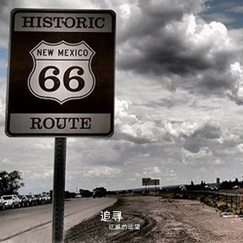 凯迪拉克srx改装车贴车标66号公路纪念标贴车贴 不锈钢金属车 66号公路纪念微