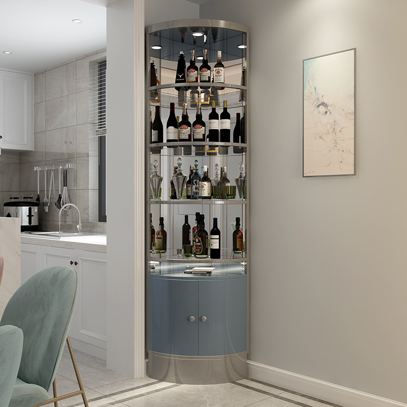 碧桂园三角边闪电客玻璃酒柜现代轻奢转角红酒柜客厅置物架扇形靠墙角