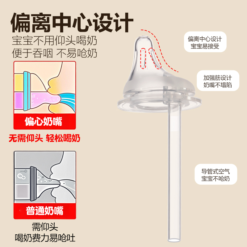 美玲妈妈适配贝亲偏心导气管奶嘴(L号2个装 适合6个月以上)防胀气仿母乳高清大图