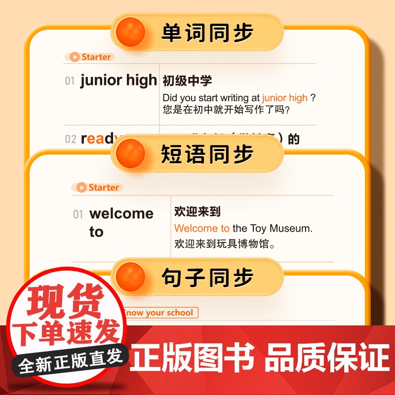 易蓓]初中英语单词语法口袋书外研WY版课本同步 初中生七八九年级必背单词语法大全2024新版人教版初中英语教材词汇汇总背高清大图