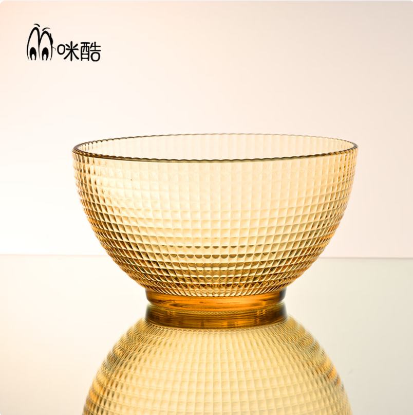 咪酷高硼硅餐具 耐热玻璃 琥珀色 家用可微波 土耳其波点餐具套装 土耳其波点面碗 2件套