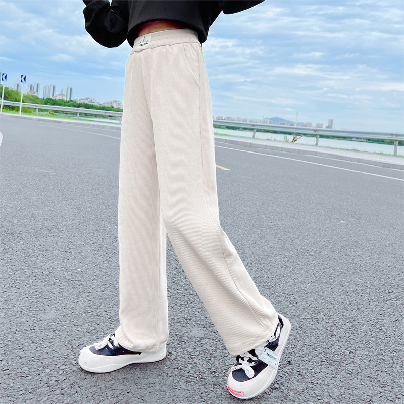 儿童装长裤2022春秋两穿阔腿裤女童6-15岁秋季韩版宽松束脚口裤 莎丞