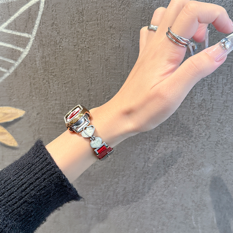 精致爱心适用小米手环9手表带竹节纹小米手环10表保护套镶钻3139B高清大图