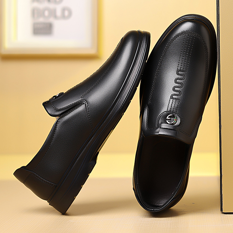 皮鞋男2025秋新款正装商务皮鞋软底软面时尚简约休闲男鞋直销高清大图