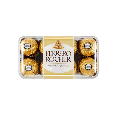 费列罗(Ferrero Rocher)榛果威化糖果巧克力 婚庆喜糖零食 情人节礼物 16粒礼盒装200g