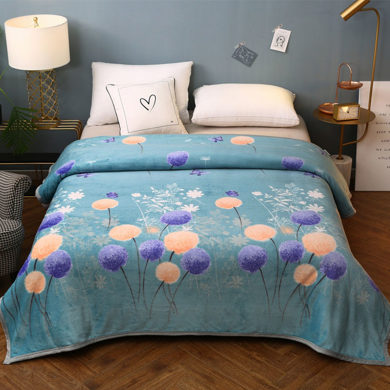 南极人雪貂绒毛毯办公室单人盖毯学生宿舍午睡毯子家用加绒加厚保_363 150*200cm雪貂绒毛毯 蒲公英【可铺可盖-四季适宜】