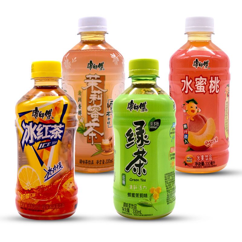 康师傅茶饮料330ml*4瓶混合口味小瓶迷你装好喝的高清大图