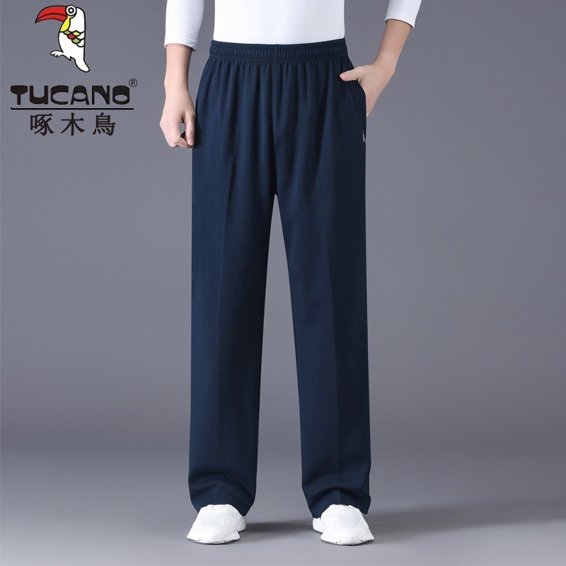 啄木鸟男士卫裤春夏薄款中老年松紧腰宽松爸爸裤子大码休闲长裤宽高清大图