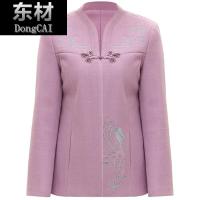 中老年女装2018秋冬装新款40-50岁中年妈妈装V领长袖直筒毛呢外套