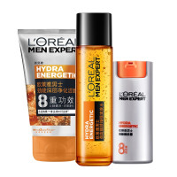 欧莱雅(LOREAL)男士劲能醒肤亮肤护肤套装(洁面100ml+醒肤露50ml+增强爽肤水130ml)