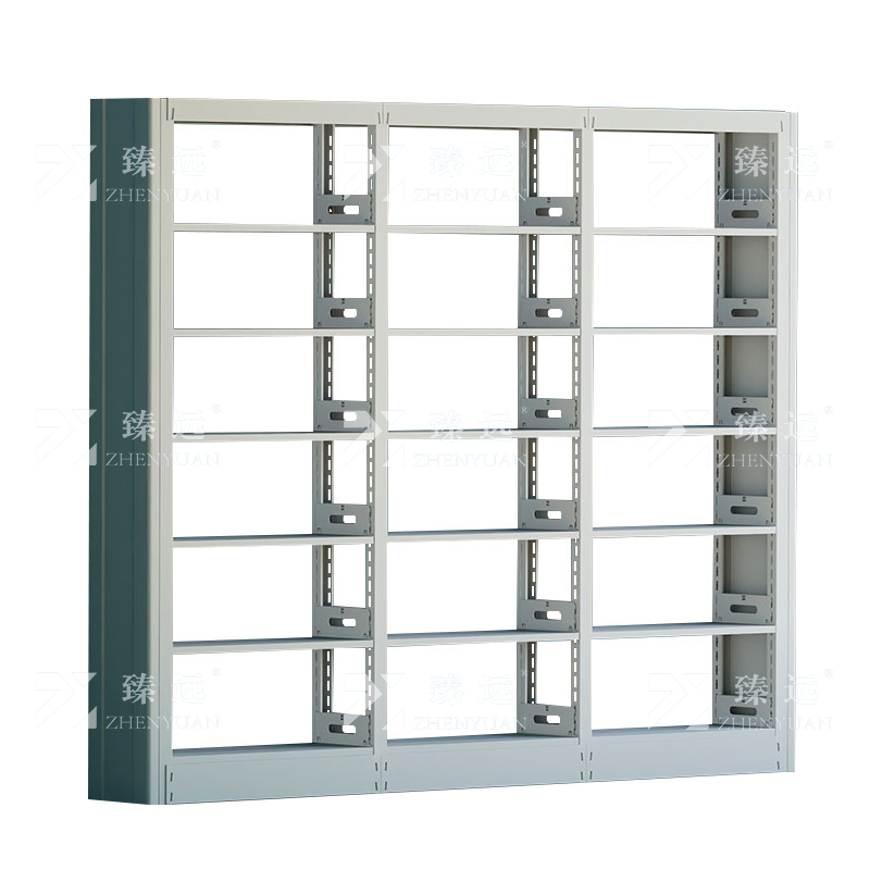 臻远 ZY4072603钢制书架图书馆书架资料架 单面6层一列三组白色 2800*300*2000