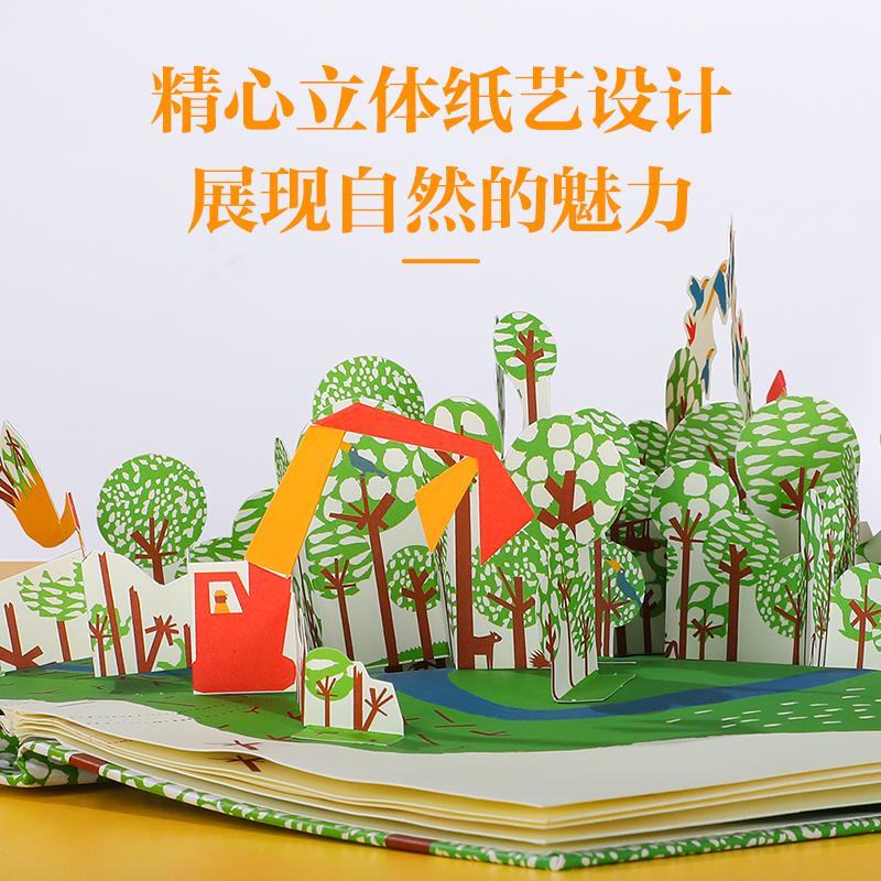 四本[雪山+海洋+城市+丛林] [正版] 雪山和狼美地球绘本立体书-3-6-8-10岁-踏上远方的雪山珍惜身边的风景-绘高清大图