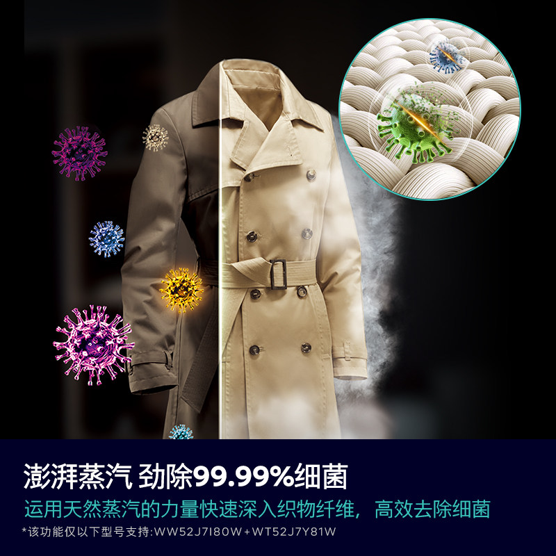 西门子WG52J7Y10W+WQ52J7U10W蒸汽除皱洗衣机烘干机洗烘套装10kg高清大图