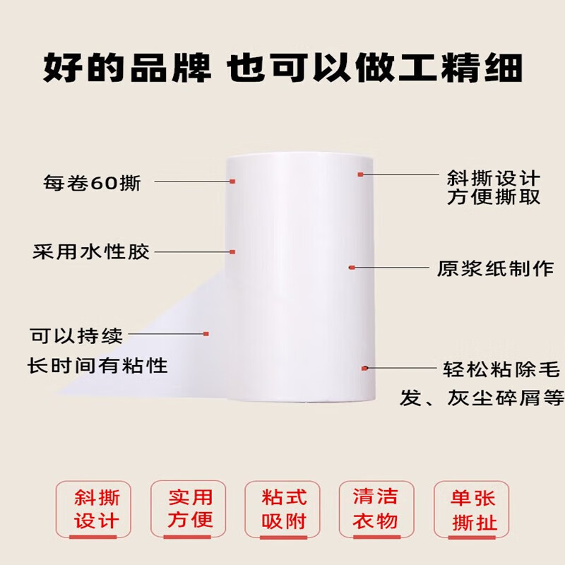 茶花 215005 洁境家居用粘尘滚替换装 16*9.6*4.8cm 120张/卷(单位:卷)高清大图