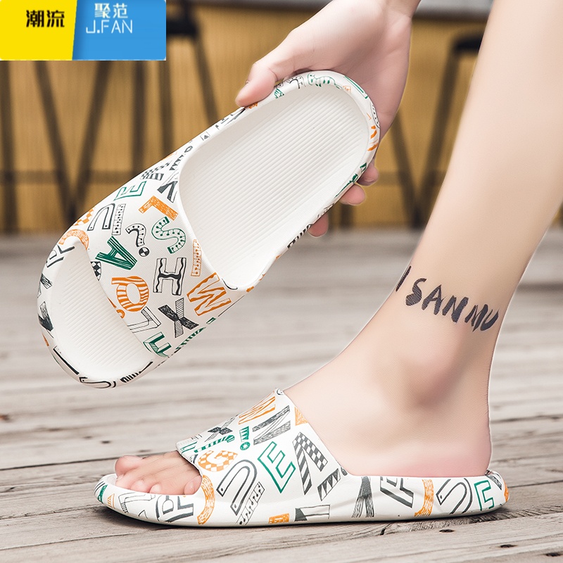 聚范一字拖男2024新款夏季外穿防滑网红个性拖鞋男款海边沙滩凉拖大码高清大图