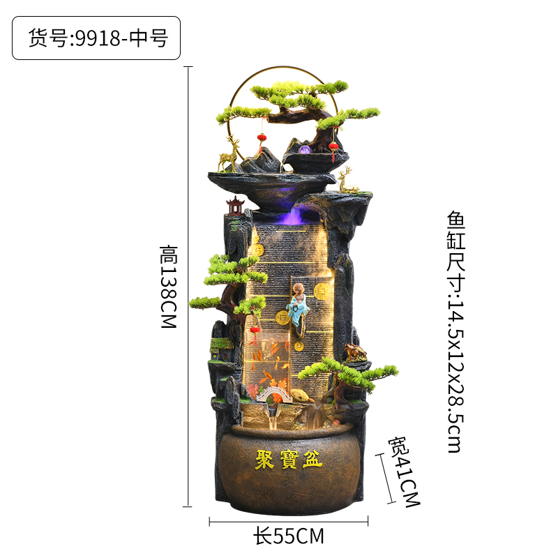 假山循环流水生财喷泉摆件客厅办公室鱼缸高山景观轮落地装饰