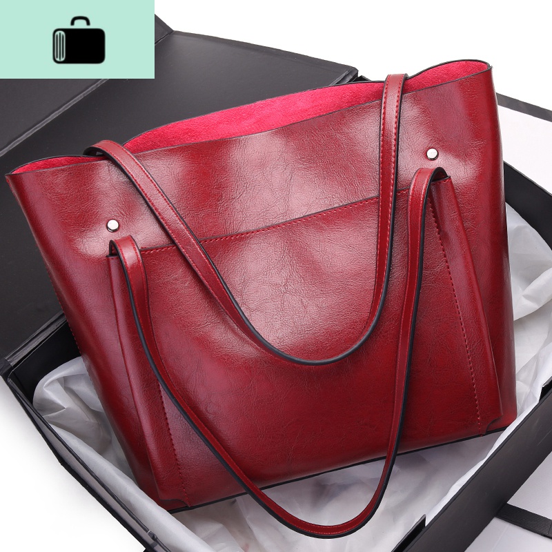 牛皮单肩大包包女2020新款韩版大容量托特包手提斜挎女士真皮包包NEWLAKE高清大图