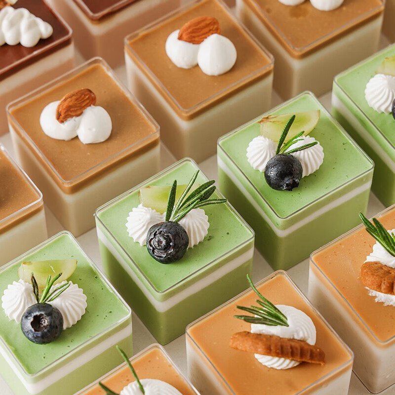 企采严选 Vinland英国慕斯果立方杯果冻杯方形布丁一次性塑料小杯子蛋糕盒透明盒子 75ml立方透明杯 20只