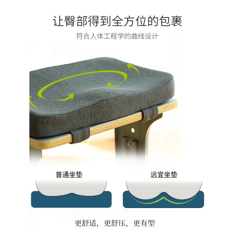 家柏饰(CORATED)夏天坐垫学生记忆棉美臀垫椅子座垫椅垫棉麻透气久坐护腰屁垫高清大图