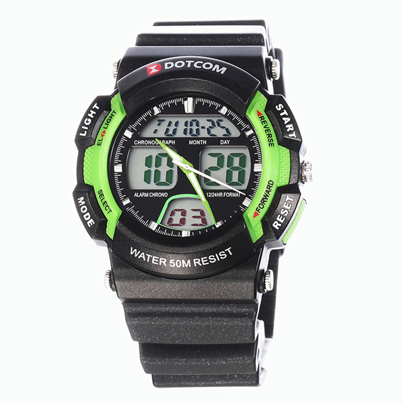 动特酷dotcom运动手表双机芯电子表防水夜光多功能学生男表时尚户外