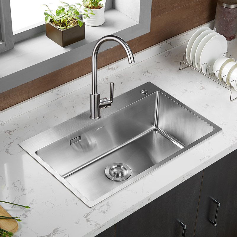 jomoo九牧抽拉龙头不锈钢大容量水槽厨房洗碗池单槽抽拉龙头手工洗菜