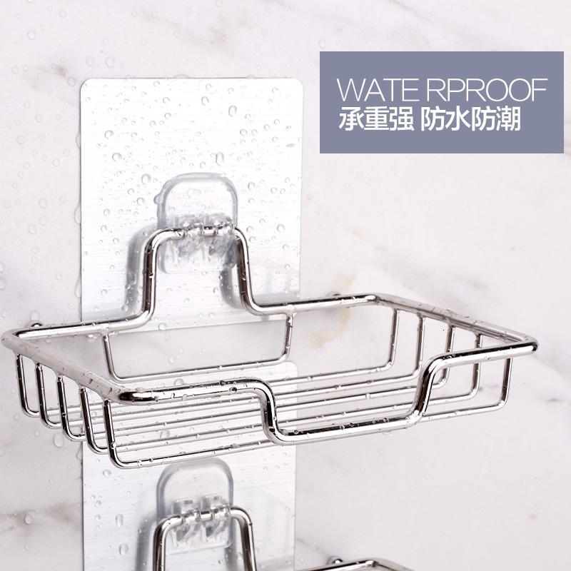 免打孔不锈钢肥皂架卫生间无痕贴创意壁挂肥皂盒浴室沥水香皂吸盘 三维工匠 1个装不锈钢肥皂架