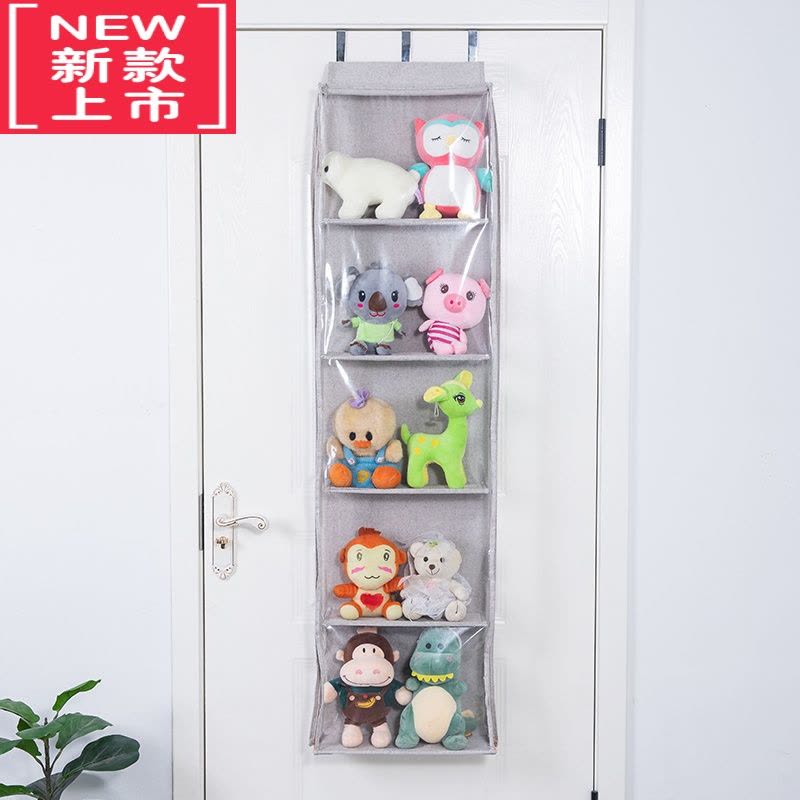 可莉允门后全封闭毛绒玩具棉花布娃娃布偶墙挂柜侧收纳器公仔防尘挂袋图片