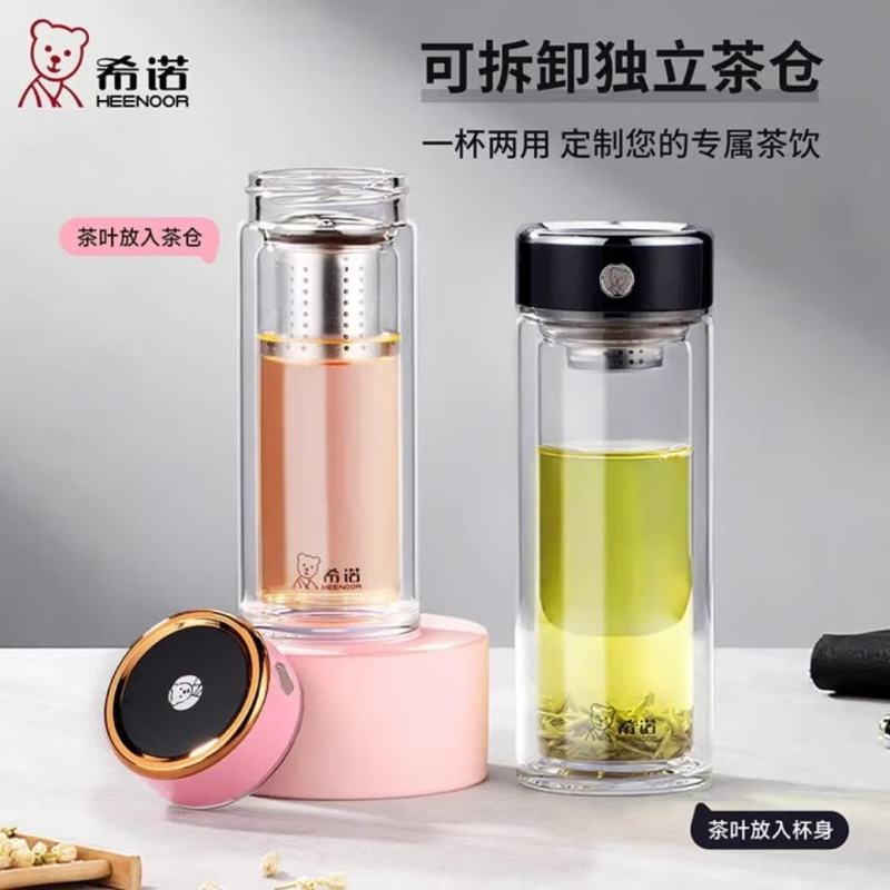 希诺 双层加厚抗菌玻璃杯高清大图
