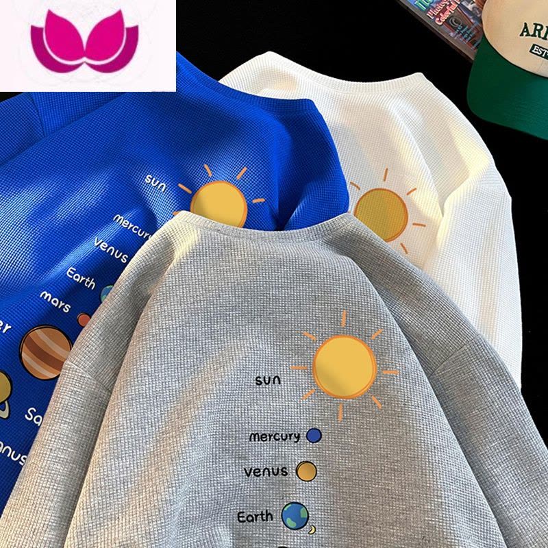 七斓华夫格短袖t恤男夏季港风宽松大码潮牌上衣ins百搭休闲学生体恤衫图片