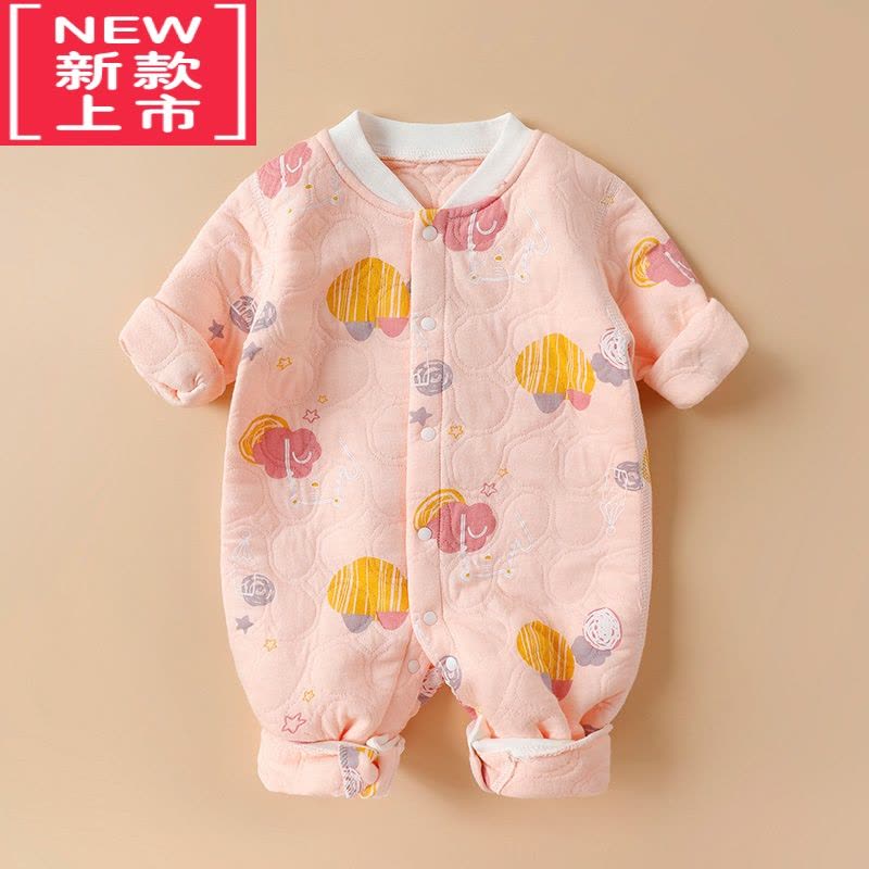 可莉允婴儿棉衣春秋冬装夹棉保暖睡衣秋季新生儿衣服宝宝哈衣棉服图片