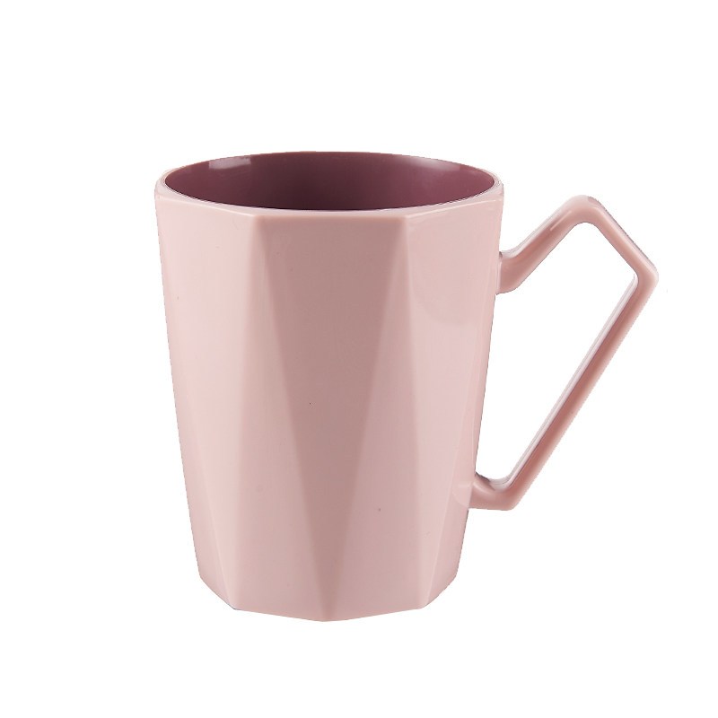 菱形浅粉情侣洗漱杯家用简约可爱刷牙漱口杯创意牙刷杯ins北欧风牙桶