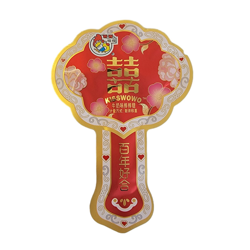 喔喔欢囍满心囍字牛奶味棒棒糖500g扁棒散装婚庆结婚喜糖零食品
