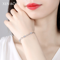 鑫铂尼 925银手链女韩版简约ins小众设计时尚珠宝首饰饰品爱心闺蜜女生女士520情人节送女友生日礼物