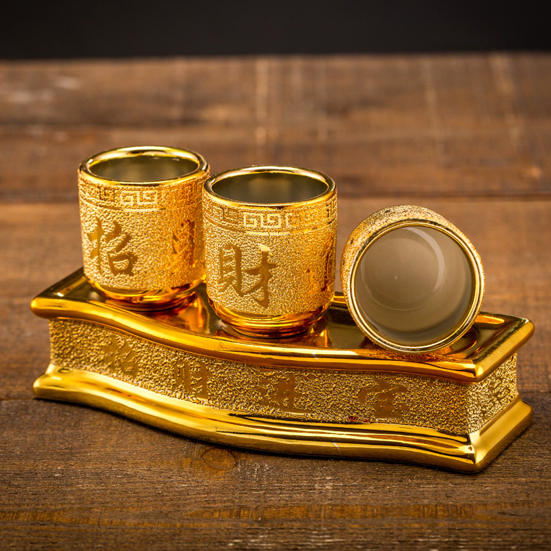 佛具用品佛前供水杯供奉财神爷观音菩萨佛堂供佛陶瓷圣水杯摆件 三维工匠 钛红供水杯小号一个高清大图