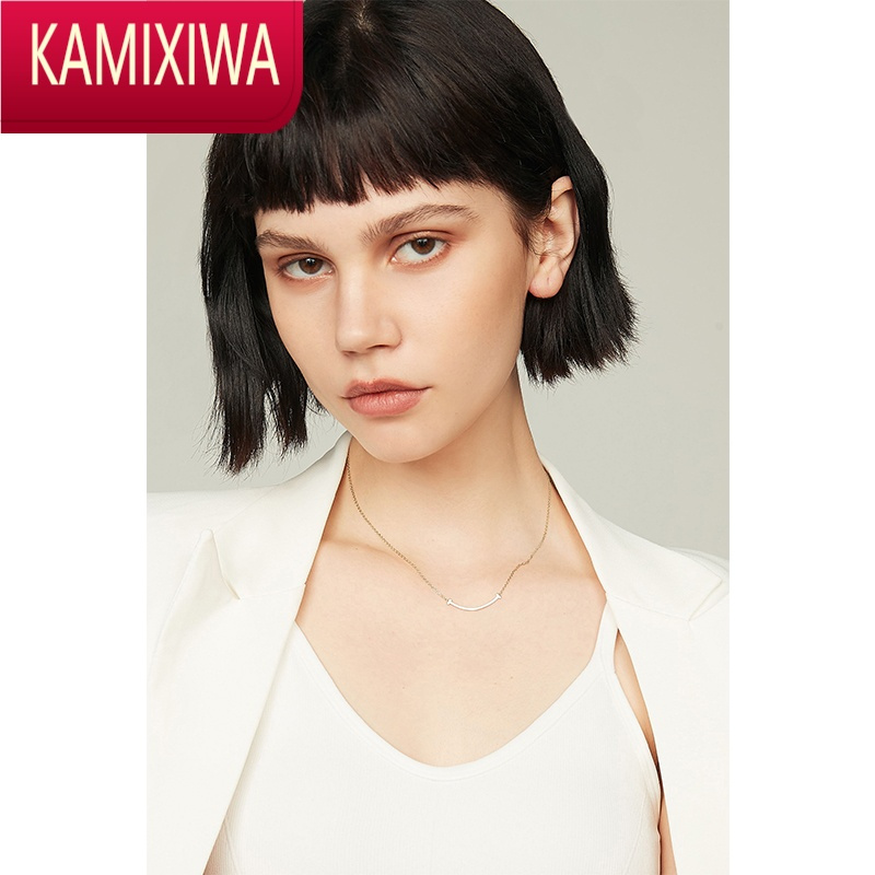 KAMIXIWA银笑脸微笑项链女轻奢小众锁骨链2022年新款潮简约ins风颈链
