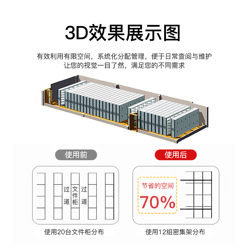 尔迈 智能密集架电动轨道档案室柜资料柜铁皮办公文件收纳柜一列五组