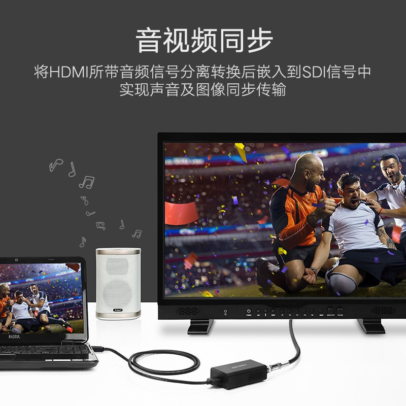 绿联 HDMI转SDI高清转换器 HD/3G-sdi广播级1080P/60Hz监控摄影机电视台专用 黑色