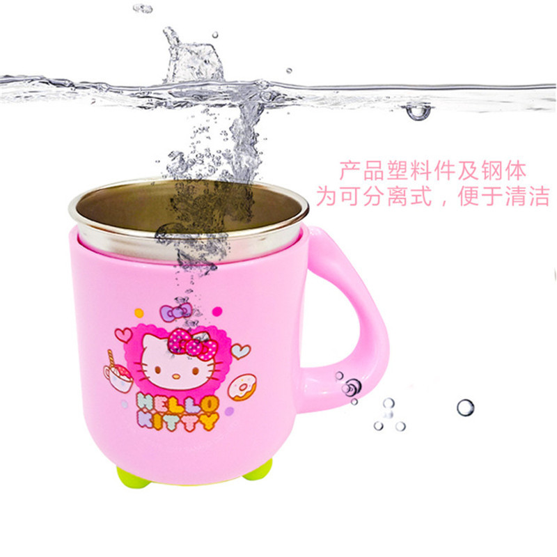 凯蒂猫(HELLO KITTY)水杯HLKO-9579C 双层不锈钢隔热防烫可拆卸易清洗双层杯身儿童男宝女宝大容量杯子