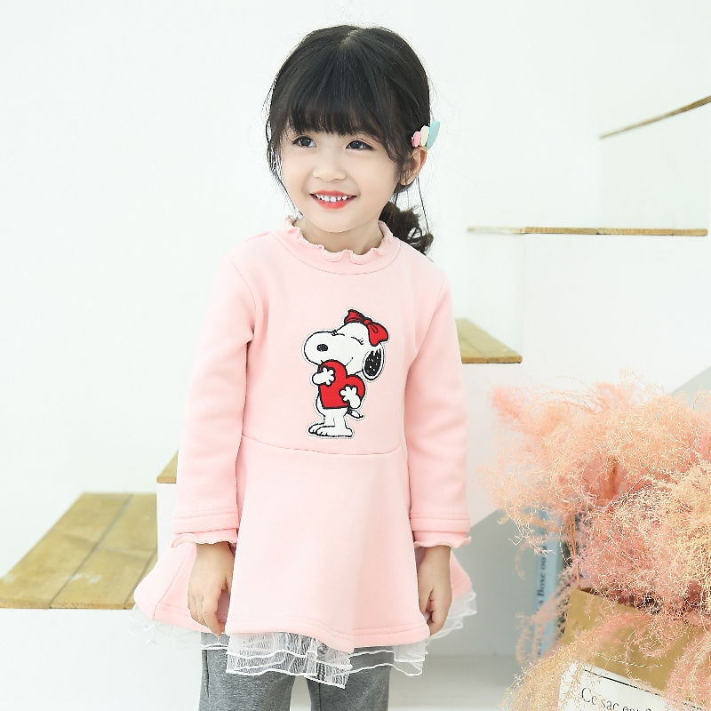 史努比(SNOOPY)女童卫衣裙秋冬款加绒连衣裙子90-140cm